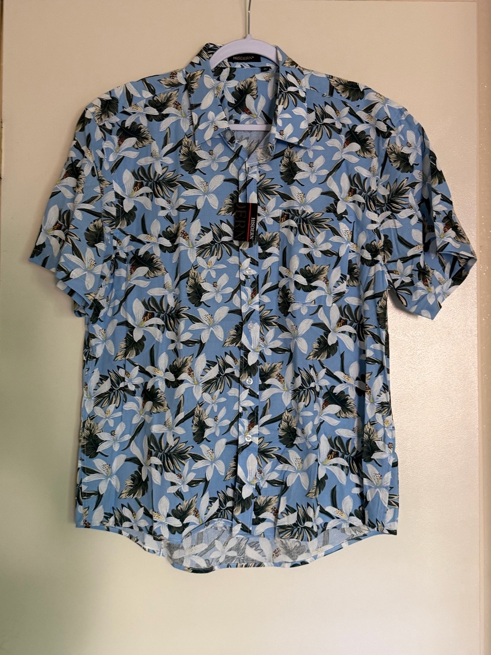 Men's Light Blue Floral Short-Sleeve Button-Down Shirt by Rocawear